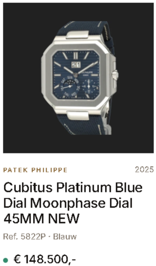 Patek Philippe Cubitus Platinum Blue Dial Moonphase Dial 45MM NEW